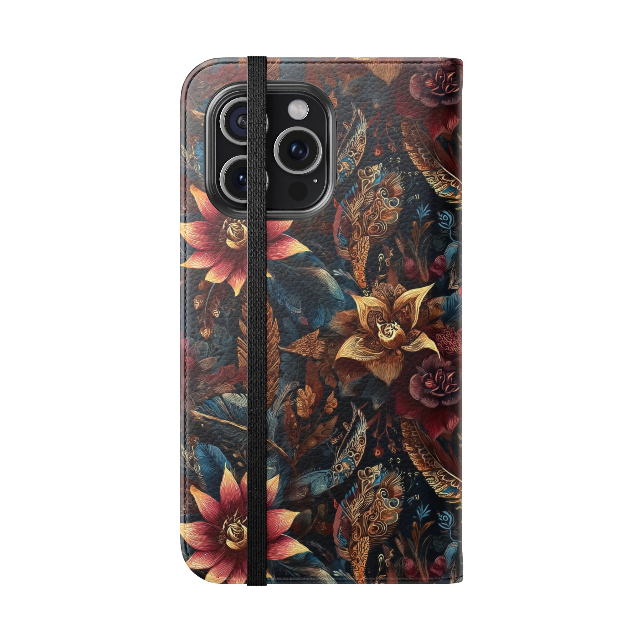 Floral Vintage Flip Phone Case — Dark Botanical Wallet Cover - Image 29