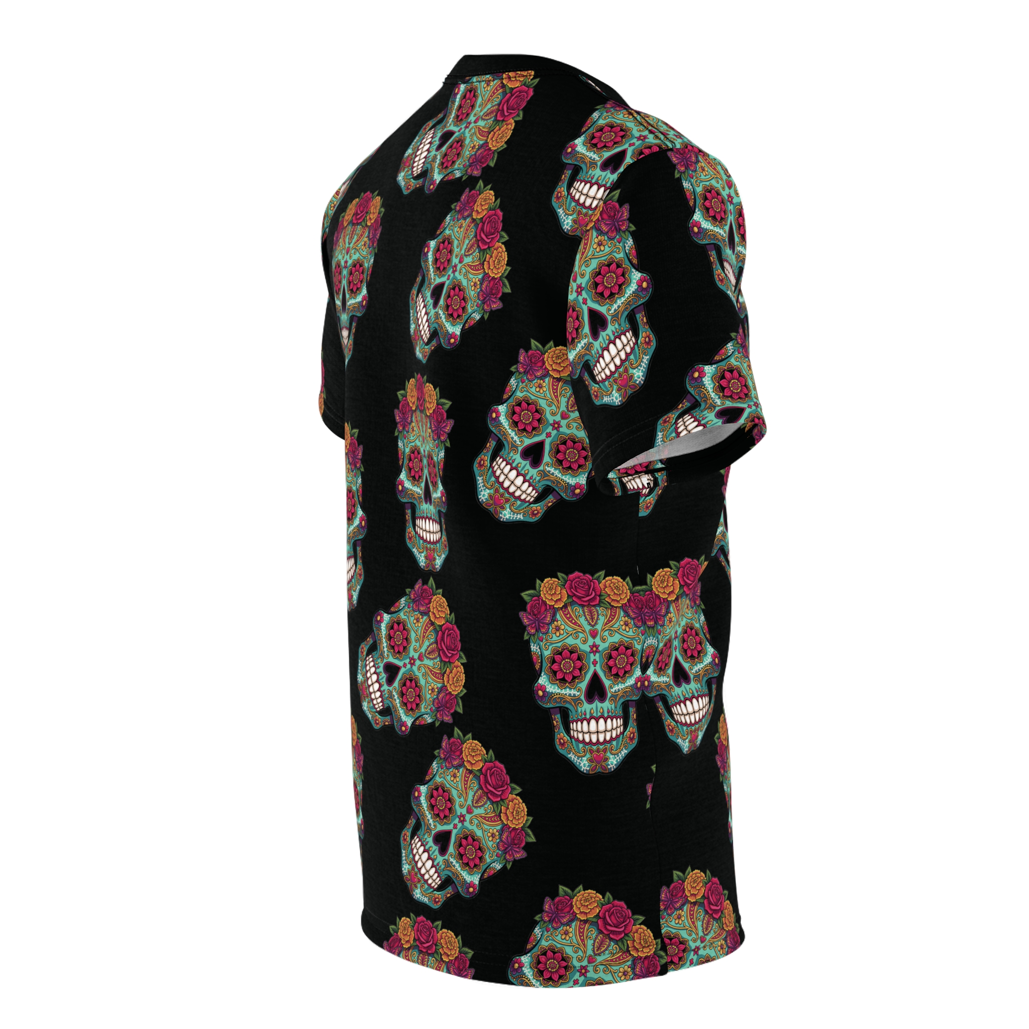 Day of the Dead Floral Sugar Skull Tee - Image 4