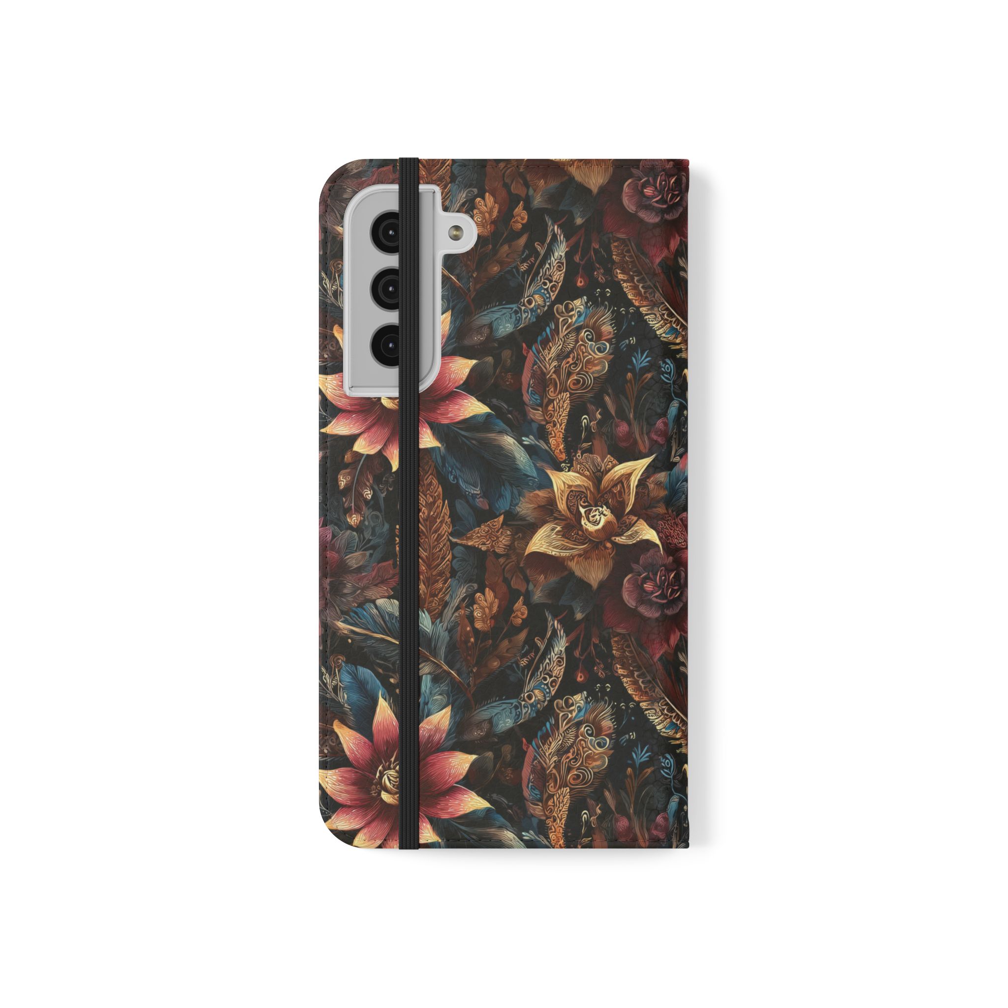 Floral Vintage Flip Phone Case — Dark Botanical Wallet Cover - Image 6