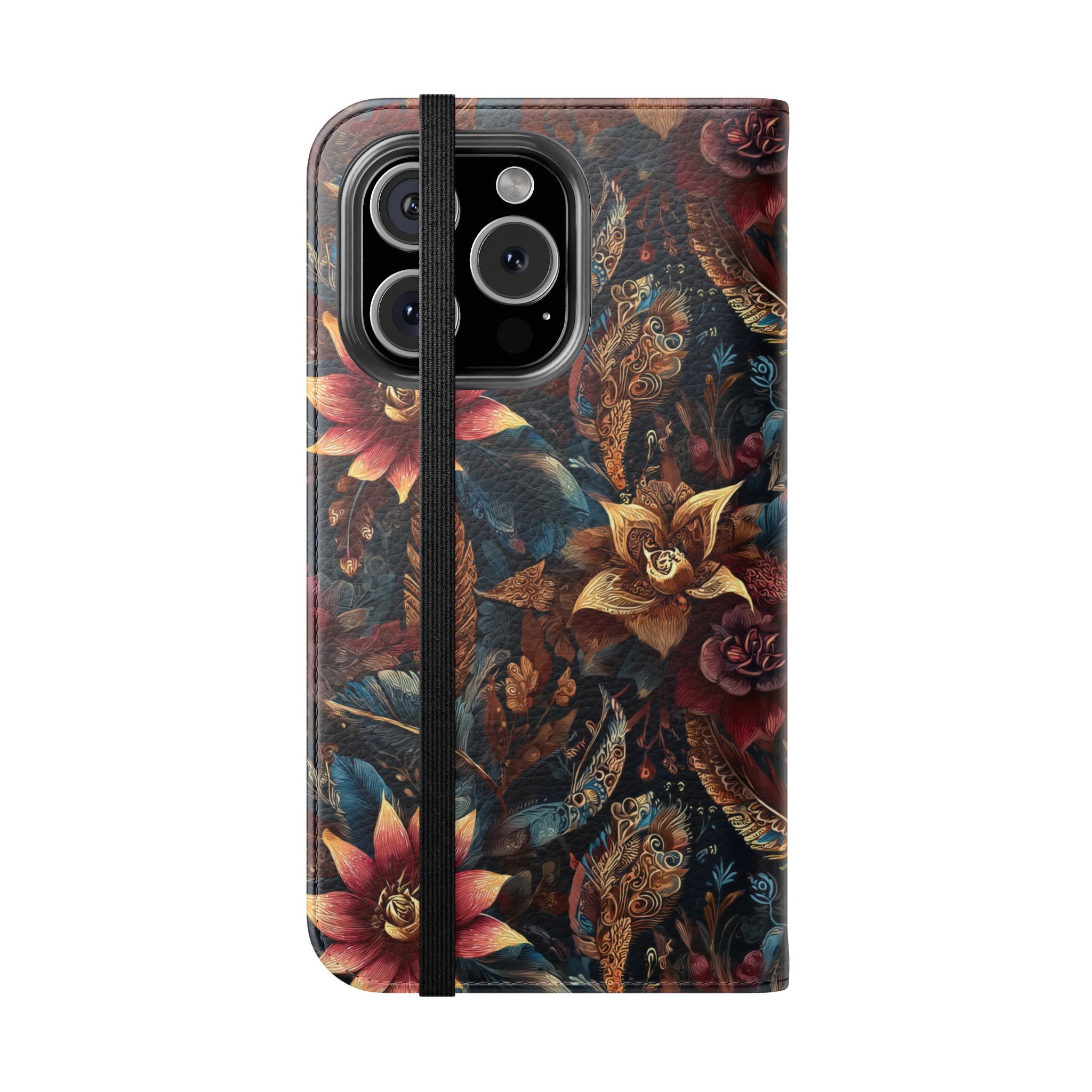Floral Vintage Flip Phone Case — Dark Botanical Wallet Cover - Image 23