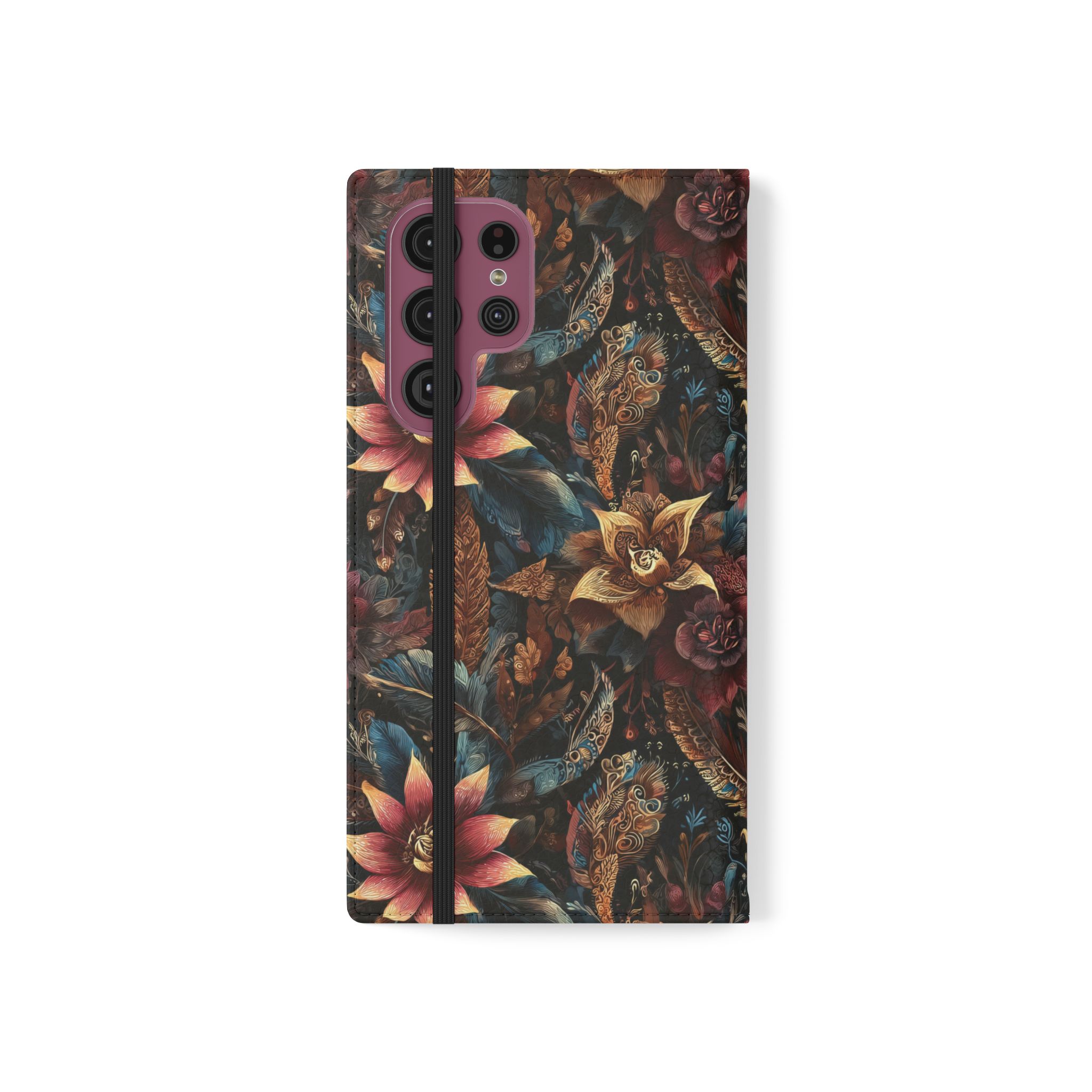 Floral Vintage Flip Phone Case — Dark Botanical Wallet Cover - Image 8
