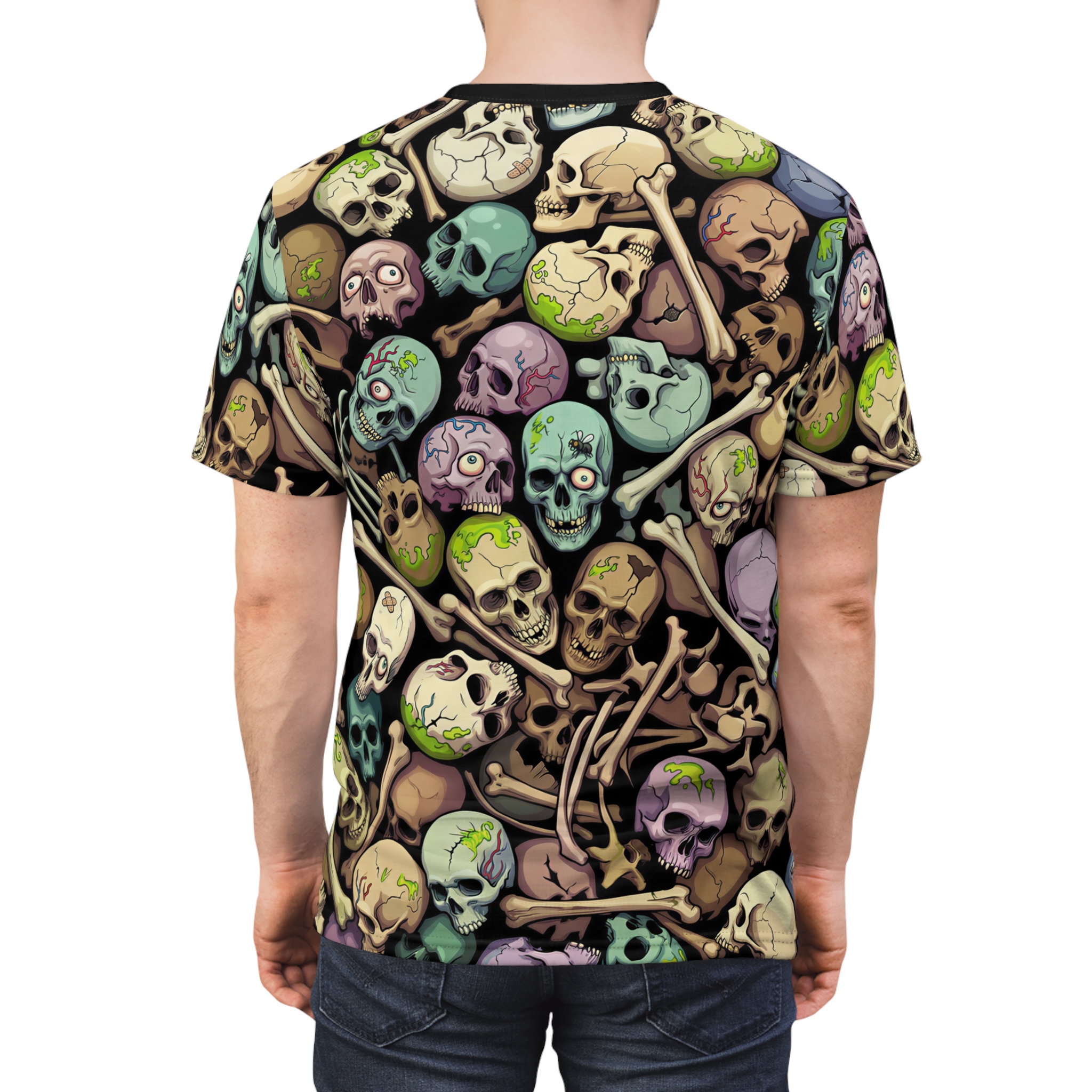 All-Over Print Skull Pile Tee — Colorful Horror Graphic T-Shirt - Image 3