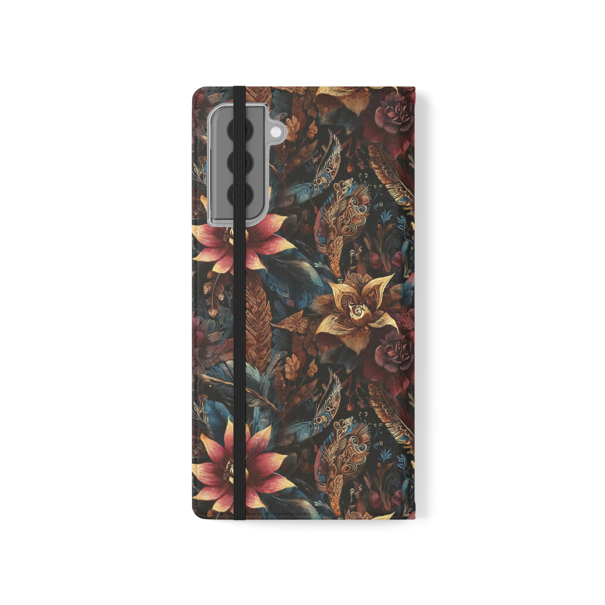 Floral Vintage Flip Phone Case — Dark Botanical Wallet Cover - Image 20