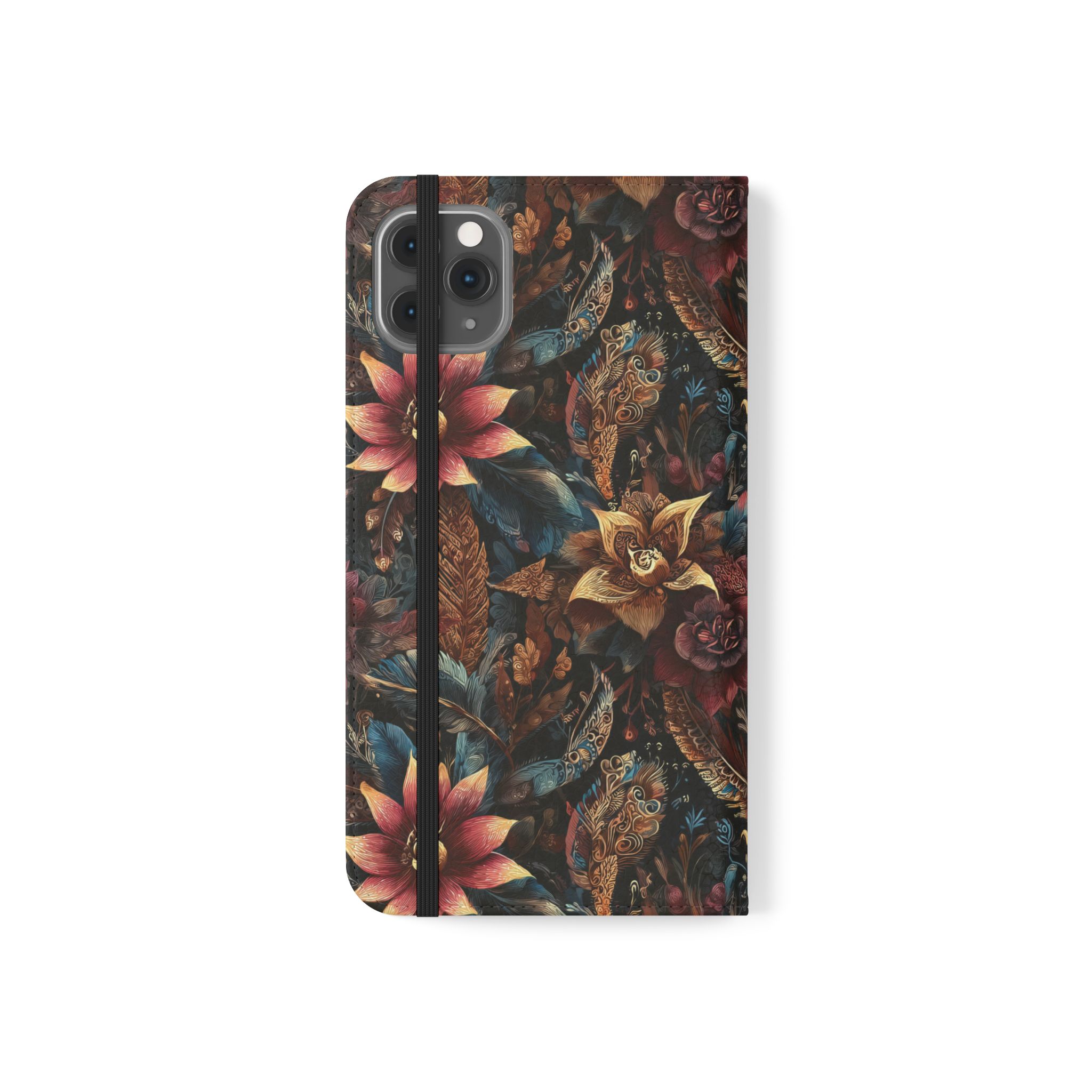 Floral Vintage Flip Phone Case — Dark Botanical Wallet Cover - Image 18