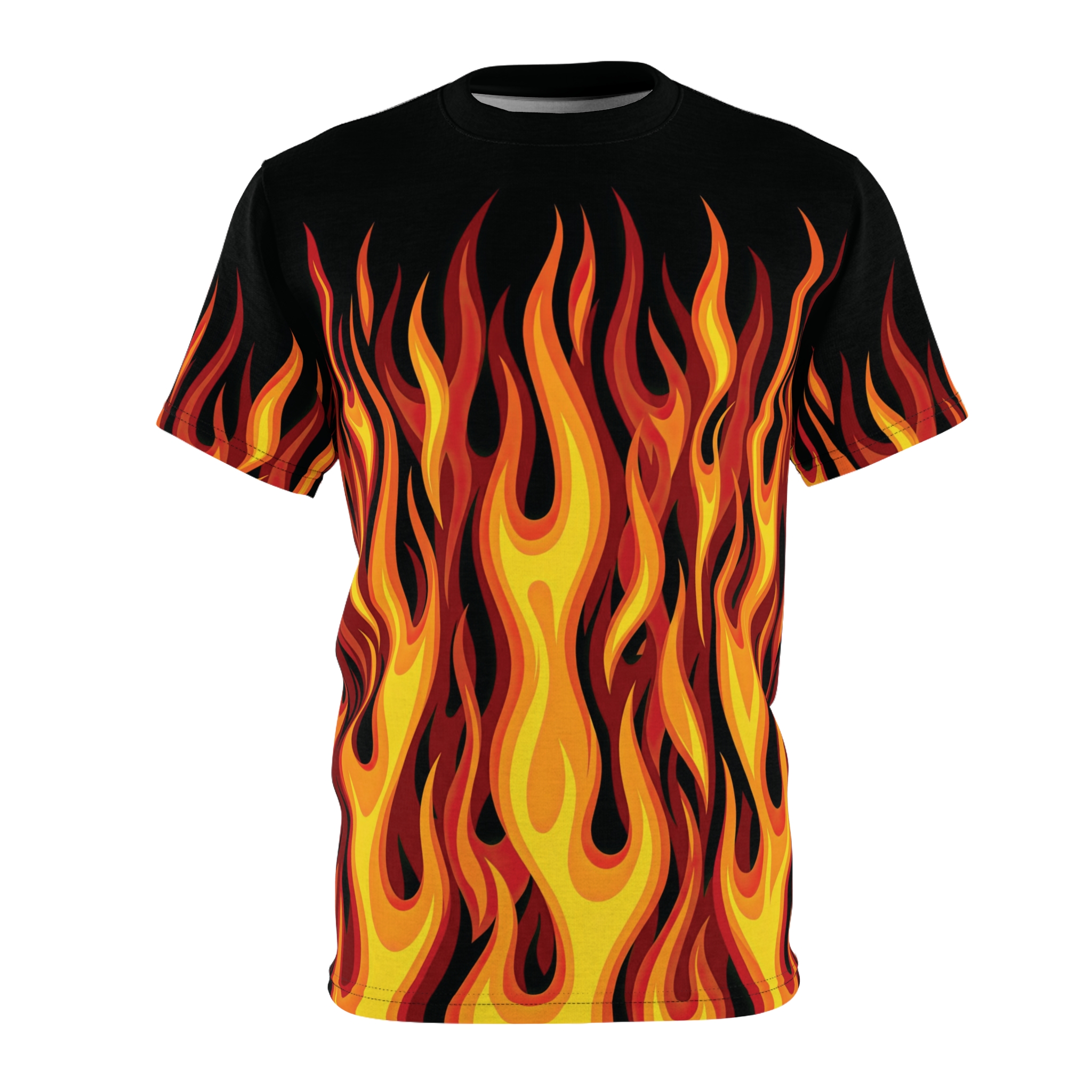 Flame Print Tee — All-Over Fire Graphic T-Shirt - Image 3