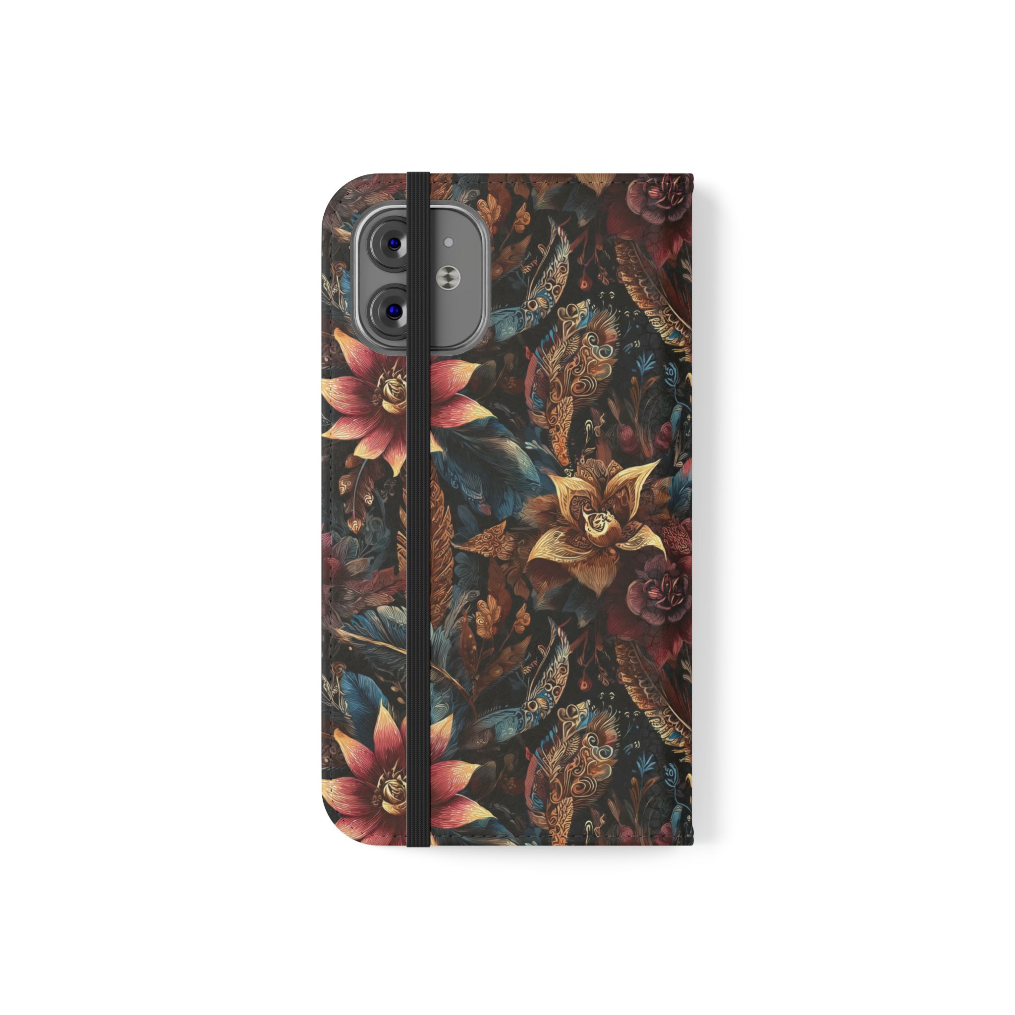 Floral Vintage Flip Phone Case — Dark Botanical Wallet Cover - Image 13