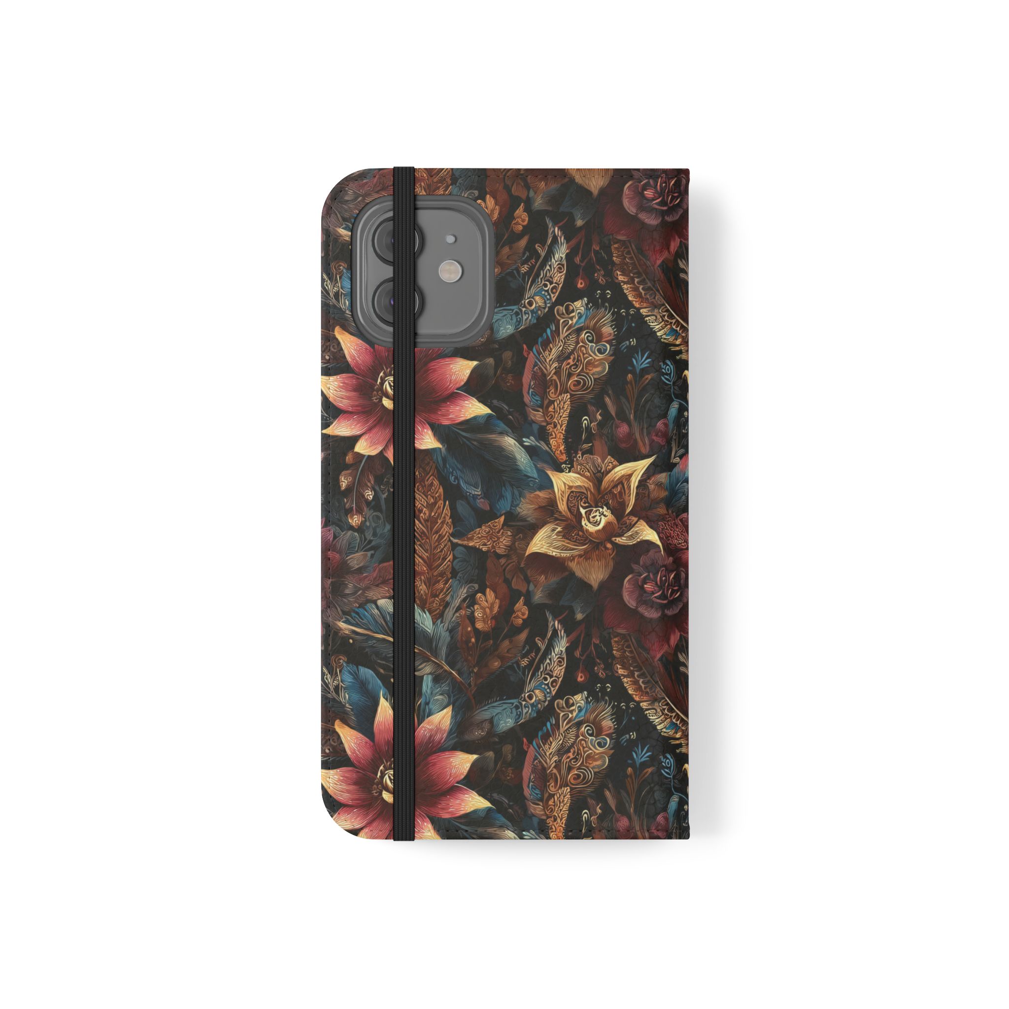 Floral Vintage Flip Phone Case — Dark Botanical Wallet Cover - Image 12