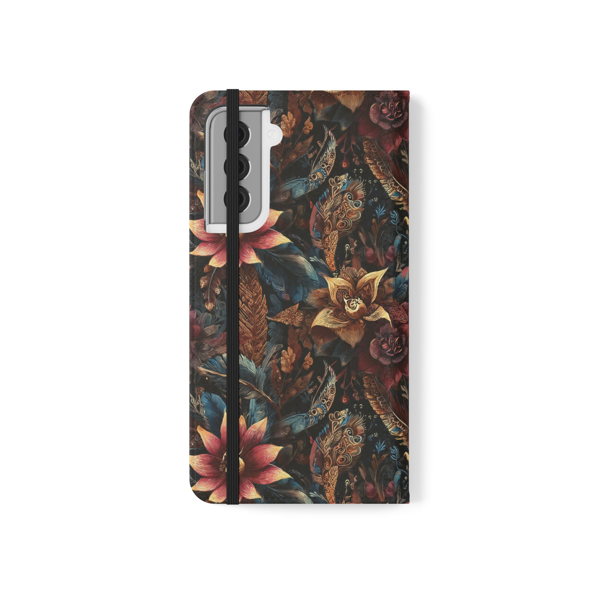 Floral Vintage Flip Phone Case — Dark Botanical Wallet Cover - Image 19