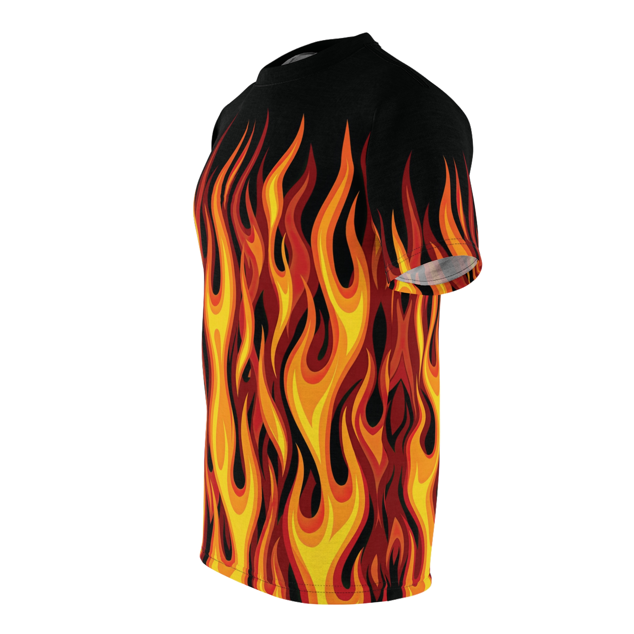 Flame Print Tee — All-Over Fire Graphic T-Shirt - Image 4