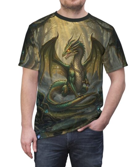 Dragon Forest Tee — Green Fantasy Dragon All-Over Print T-Shirt