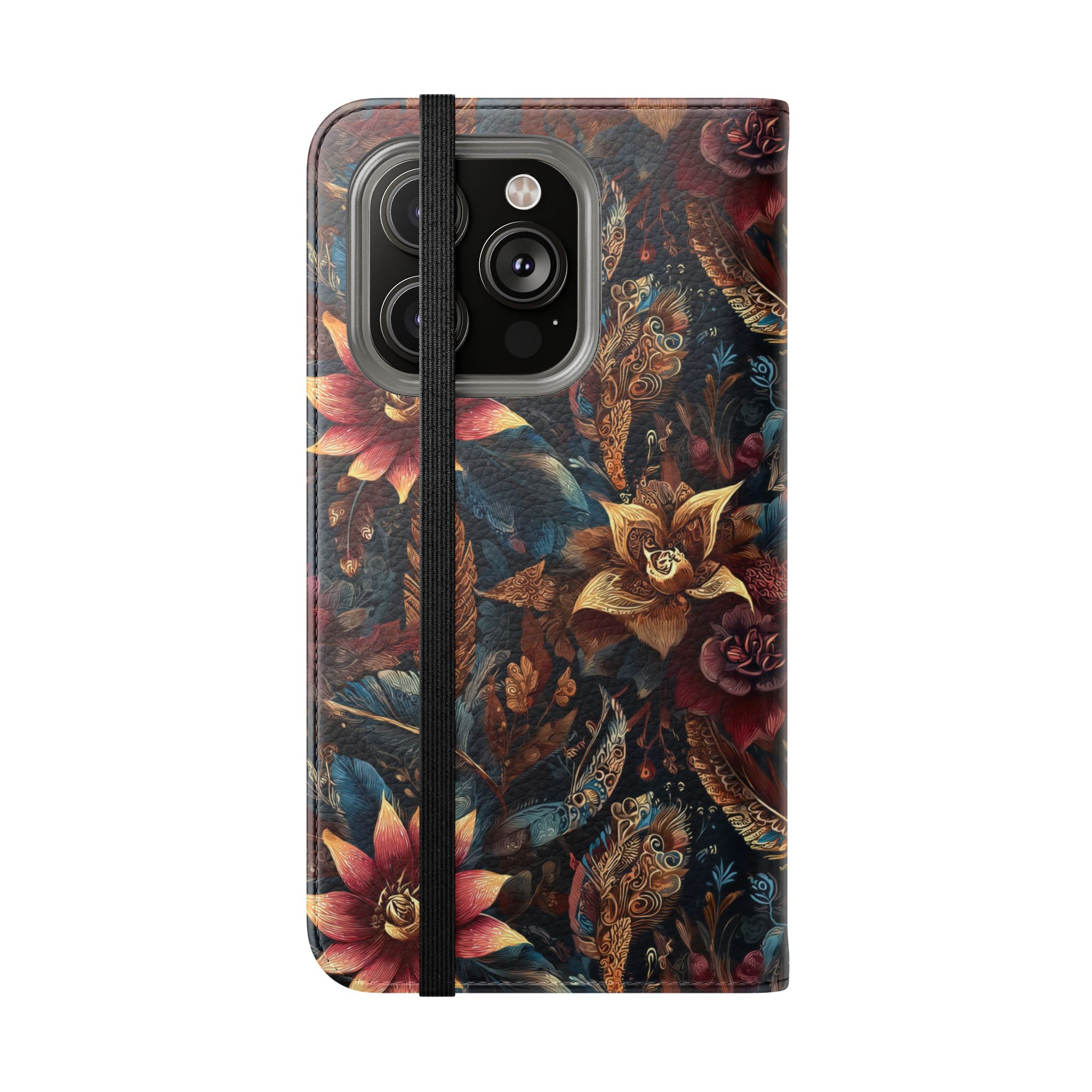 Floral Vintage Flip Phone Case — Dark Botanical Wallet Cover - Image 31