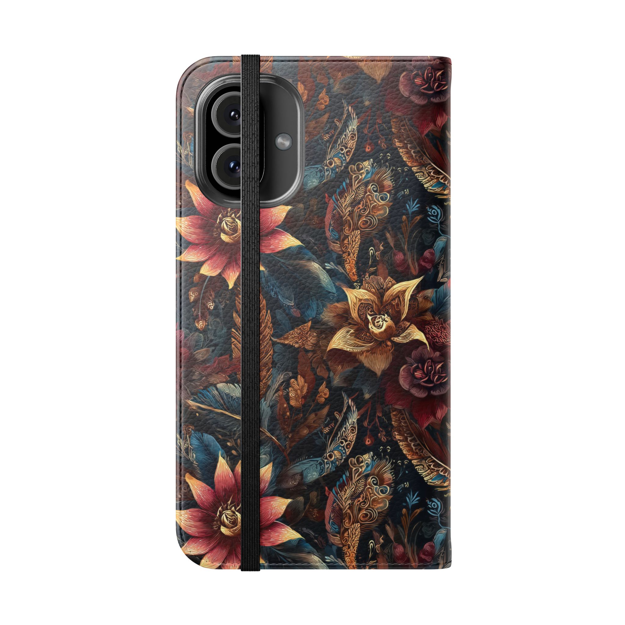 Floral Vintage Flip Phone Case — Dark Botanical Wallet Cover - Image 24