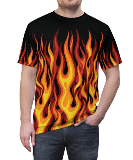 Flame Print Tee — All-Over Fire Graphic T-Shirt