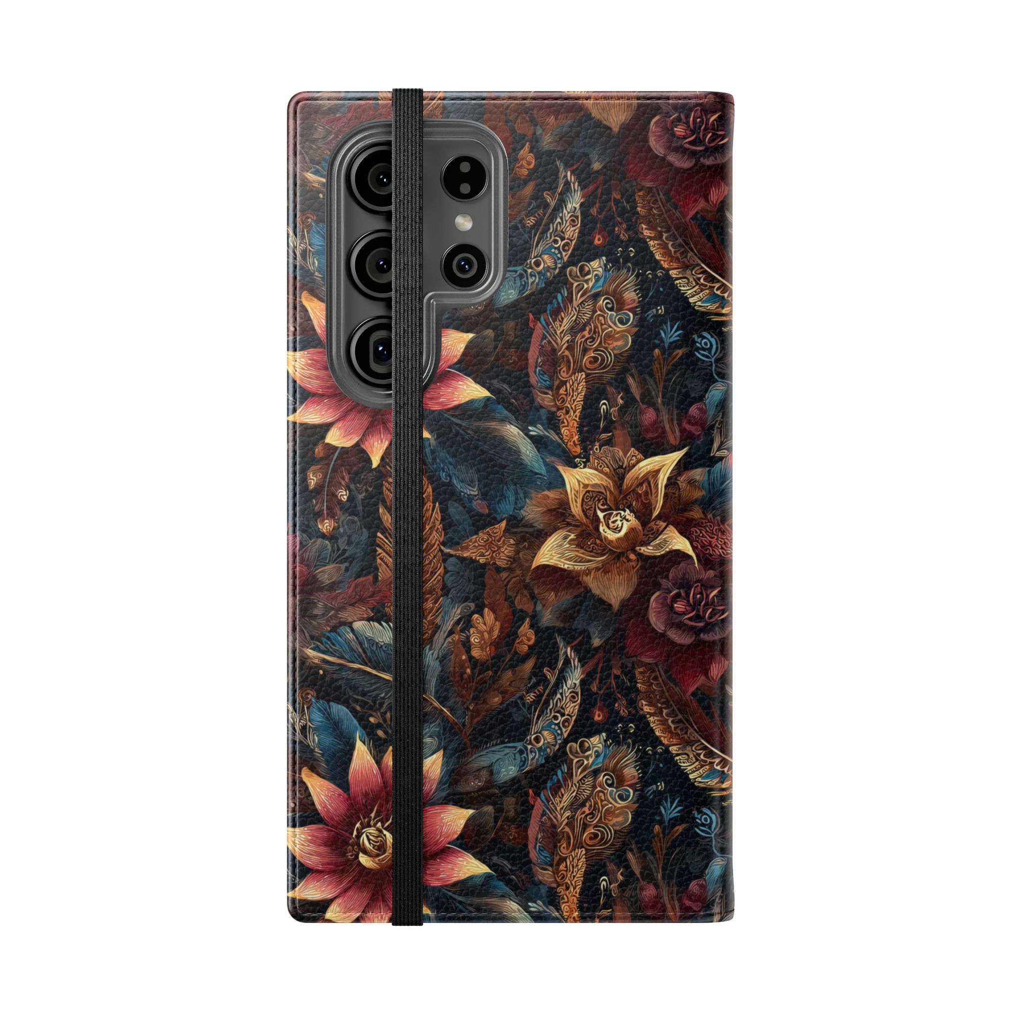 Floral Vintage Flip Phone Case — Dark Botanical Wallet Cover - Image 36