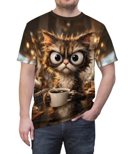 Cat with Coffee All-Over Print Tee