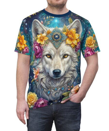 Mystical Wolf Floral Tee — Spiritual Wolf AOP All-Over Print T-Shirt