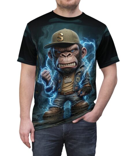Electric Gorilla Graphic Tee — Streetwear All-Over Print Ape - Monkey T-Shirt