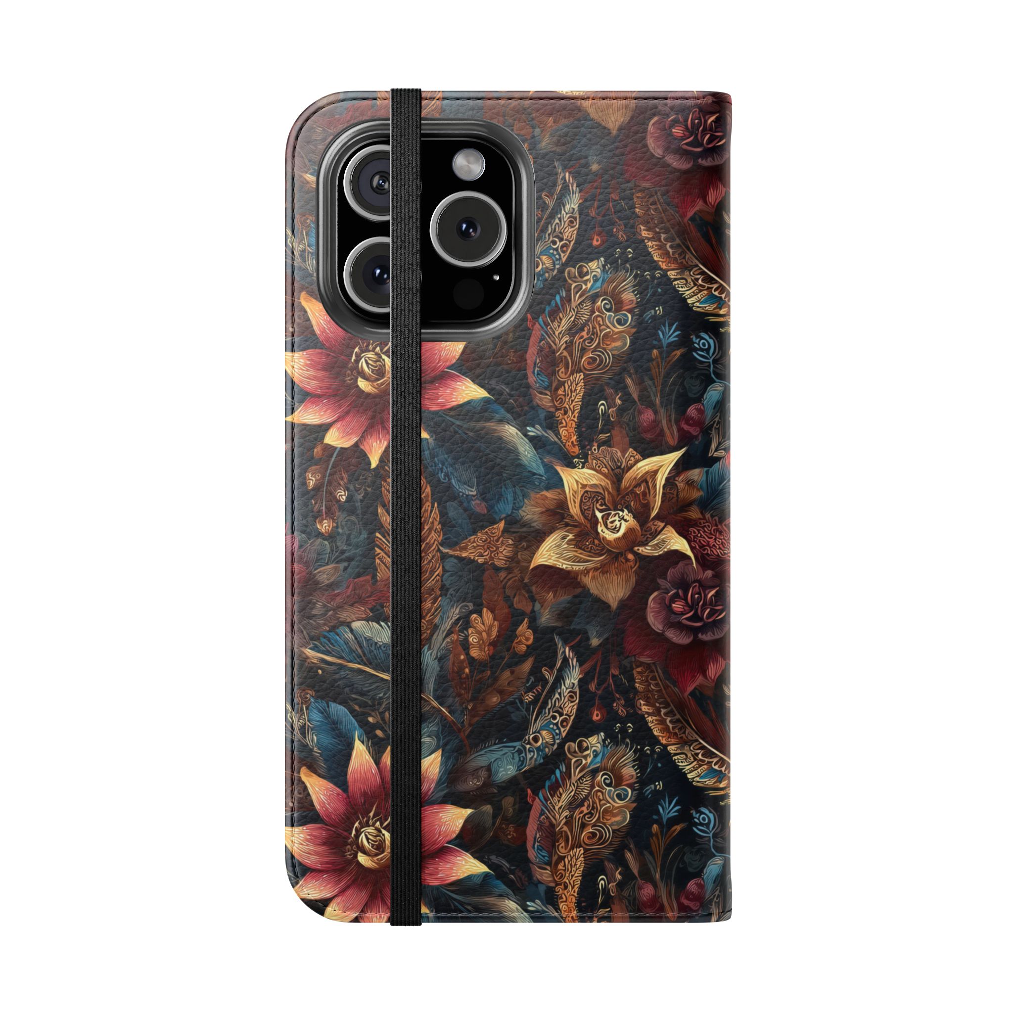 Floral Vintage Flip Phone Case — Dark Botanical Wallet Cover - Image 25