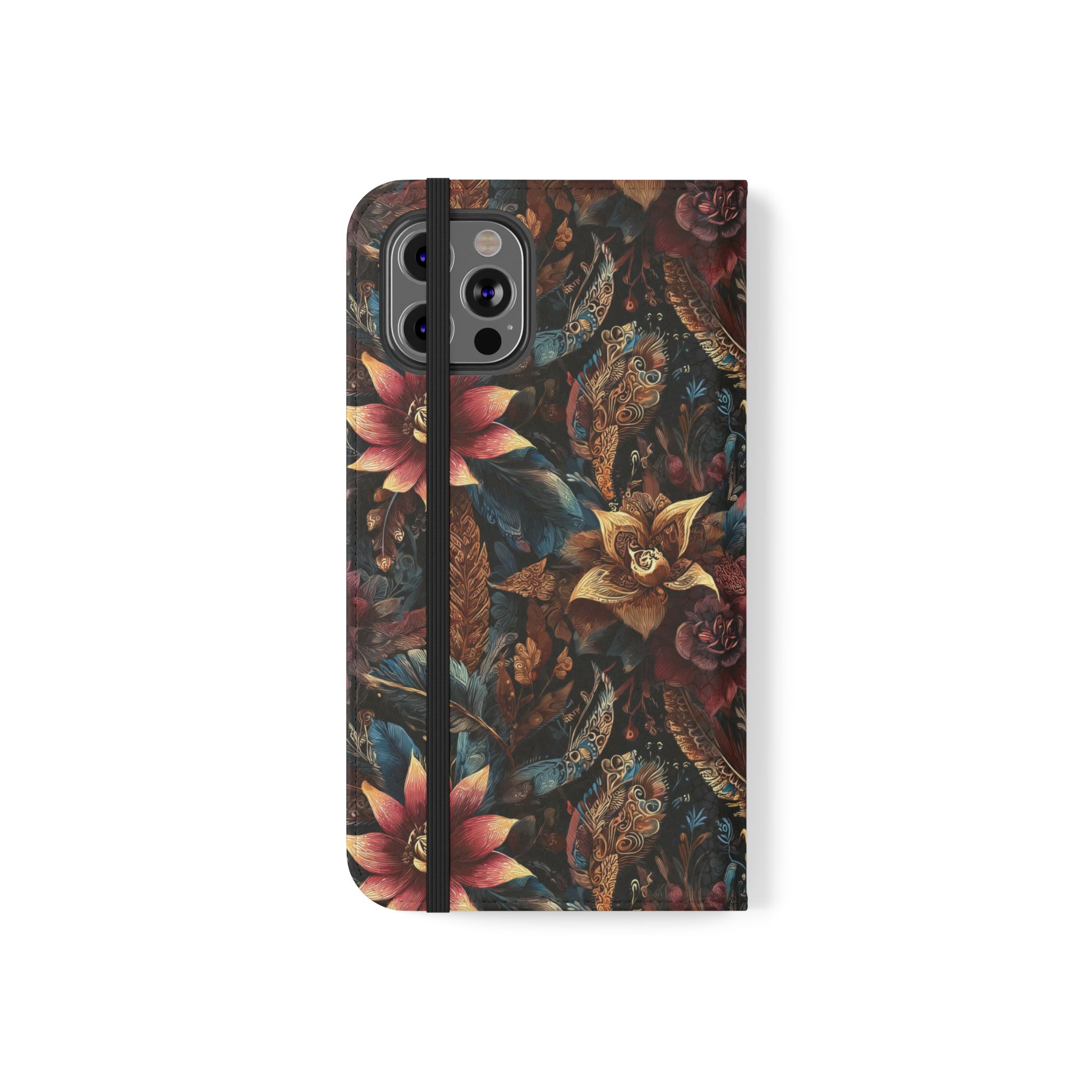 Floral Vintage Flip Phone Case — Dark Botanical Wallet Cover - Image 14