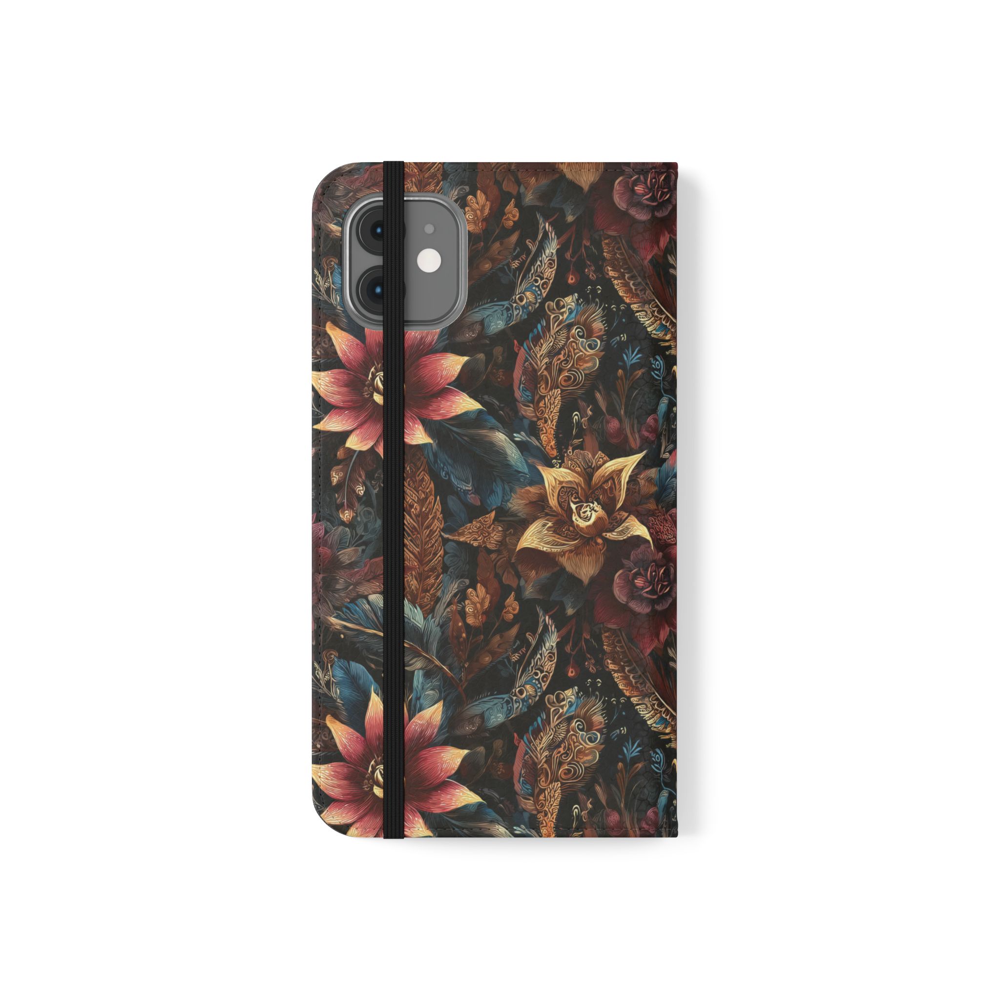 Floral Vintage Flip Phone Case — Dark Botanical Wallet Cover - Image 16