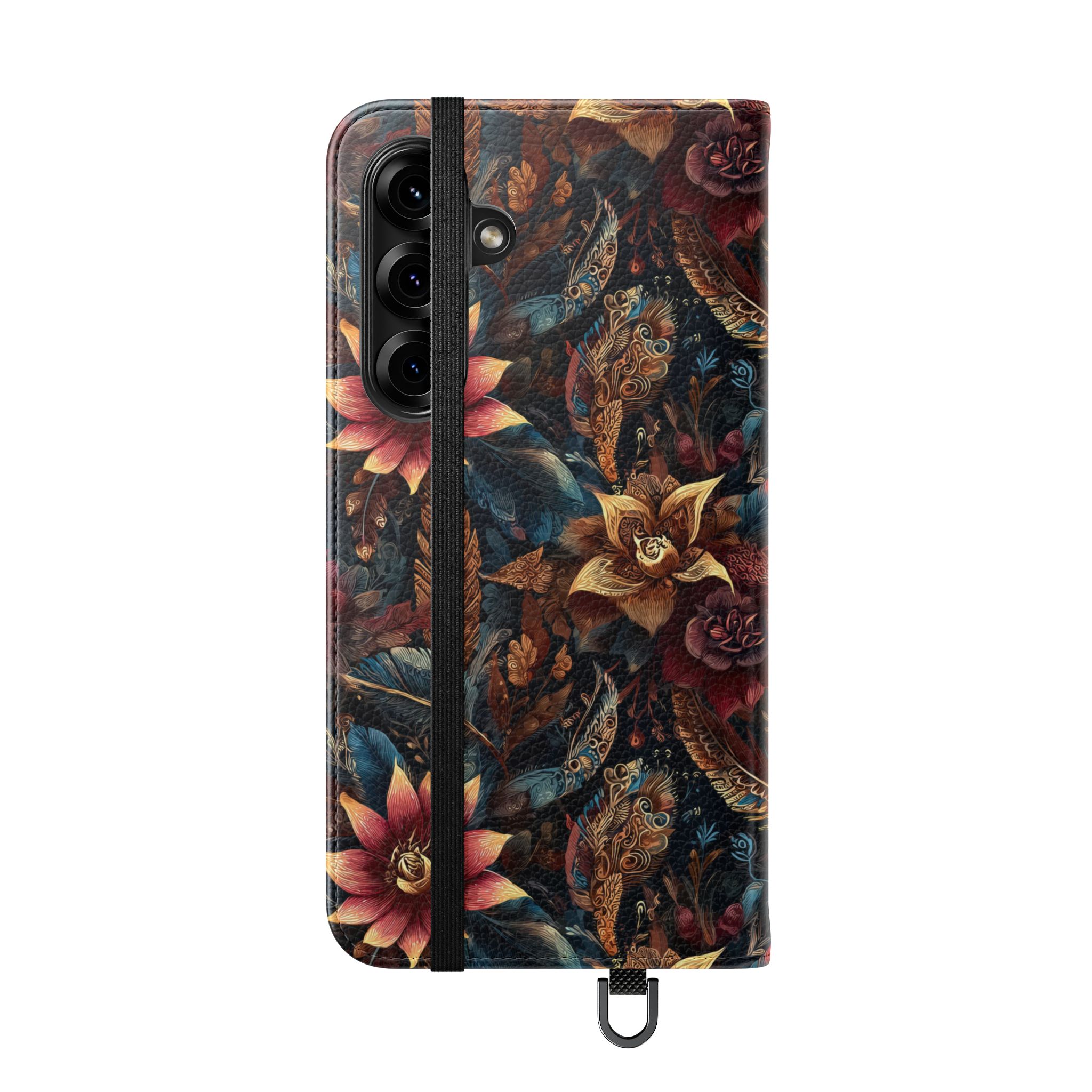 Floral Vintage Flip Phone Case — Dark Botanical Wallet Cover - Image 41