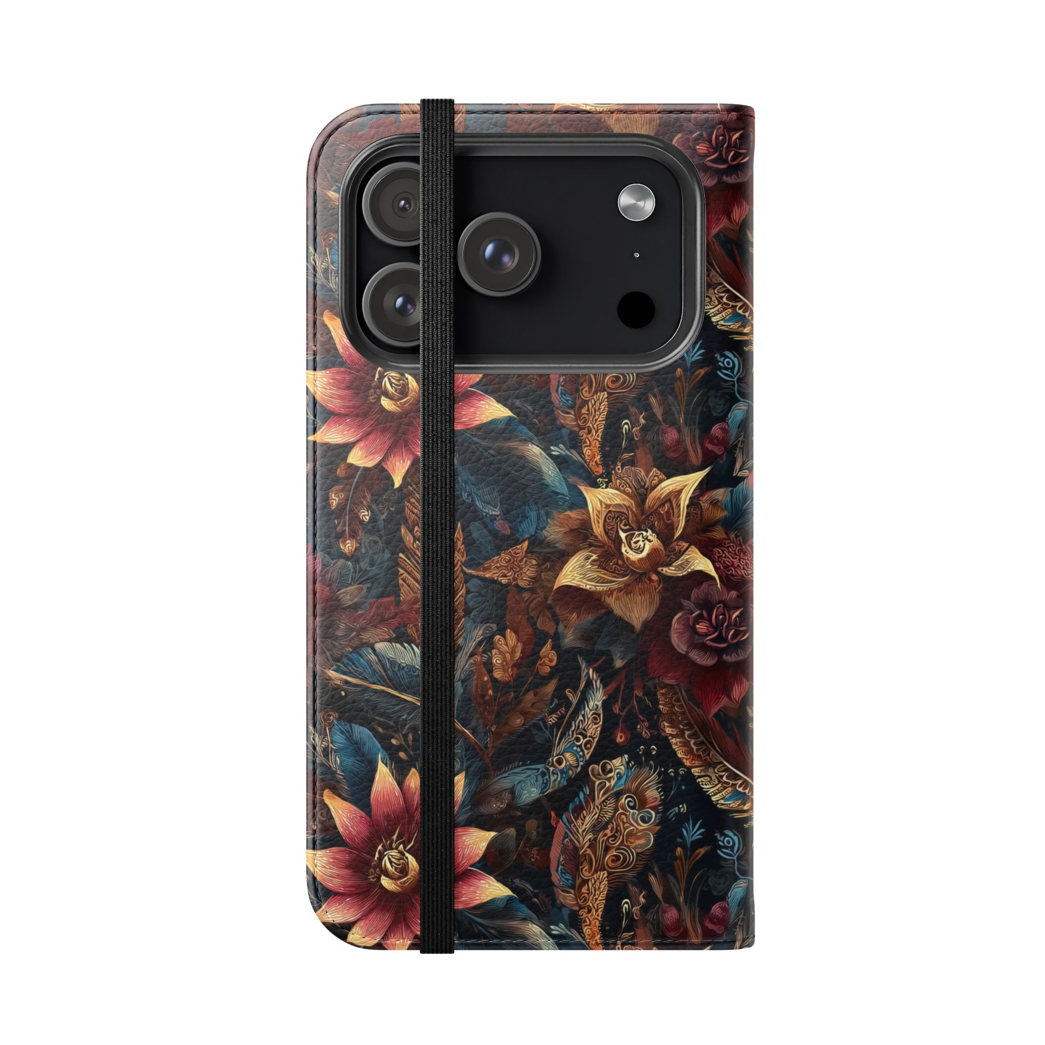 Floral Vintage Flip Phone Case — Dark Botanical Wallet Cover - Image 44
