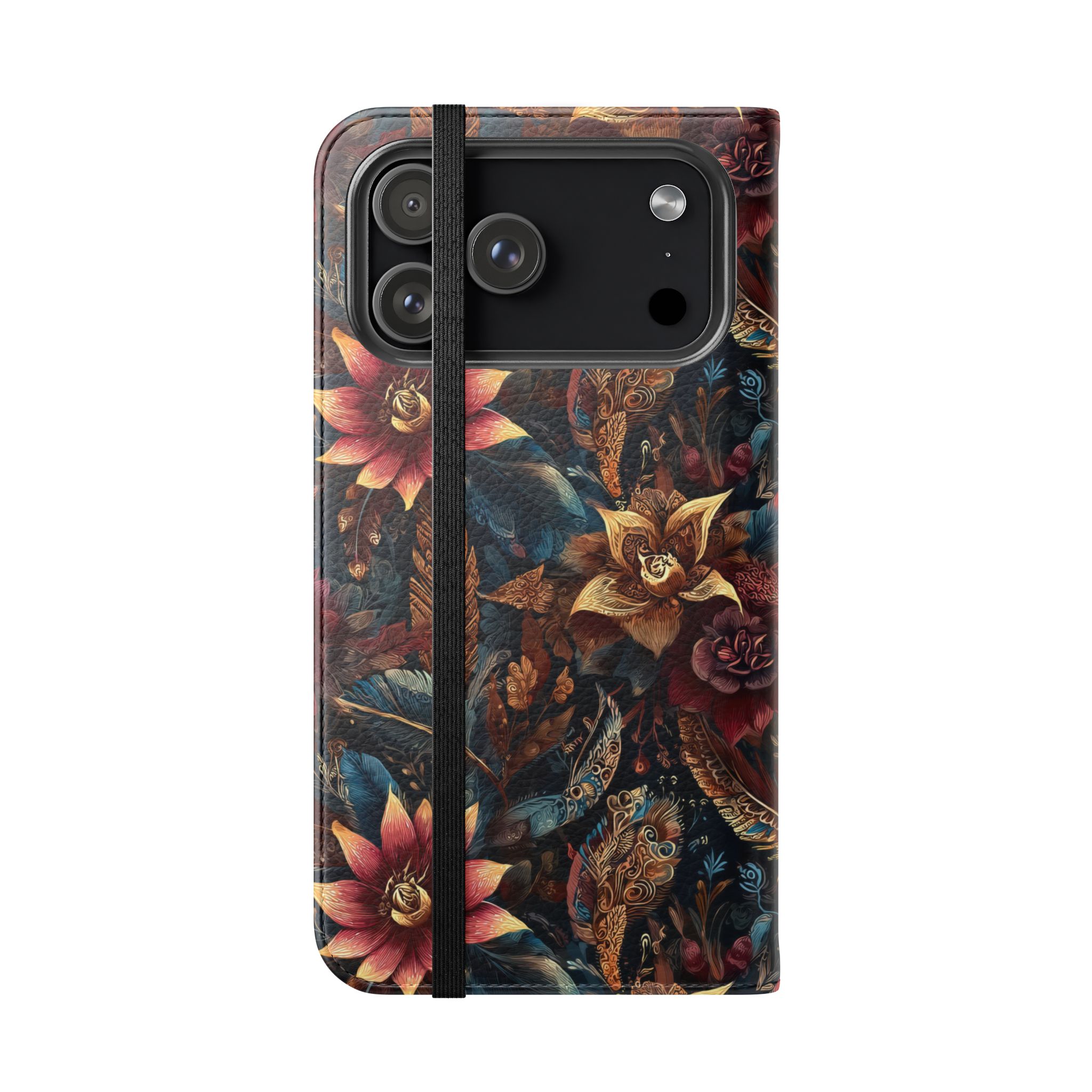 Floral Vintage Flip Phone Case — Dark Botanical Wallet Cover - Image 45