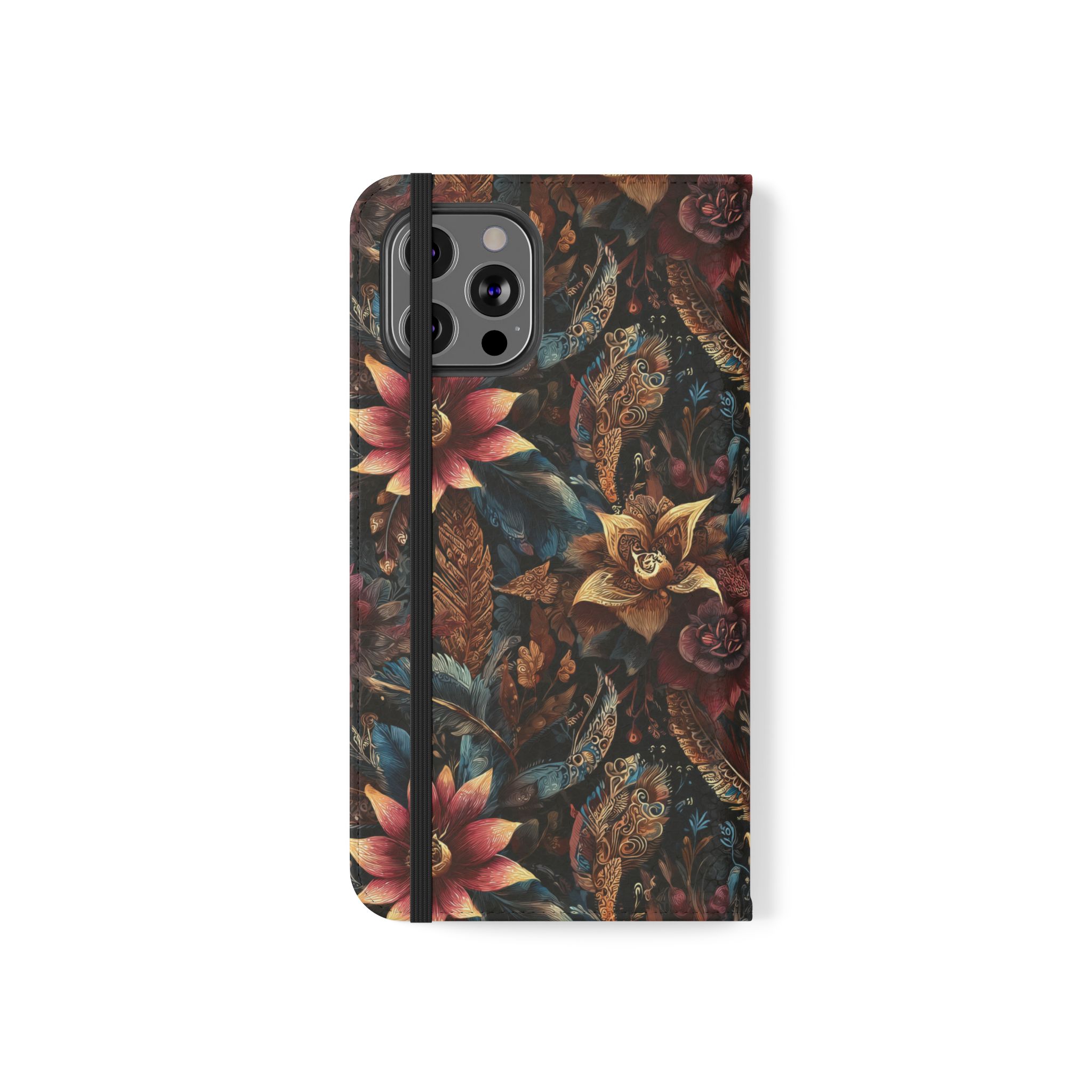 Floral Vintage Flip Phone Case — Dark Botanical Wallet Cover - Image 15