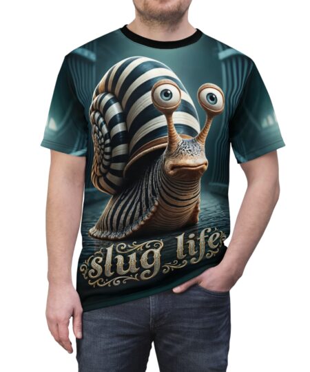 Slug Life Graphic Tee — Quirky 3D Snail All-Over Print Shirt