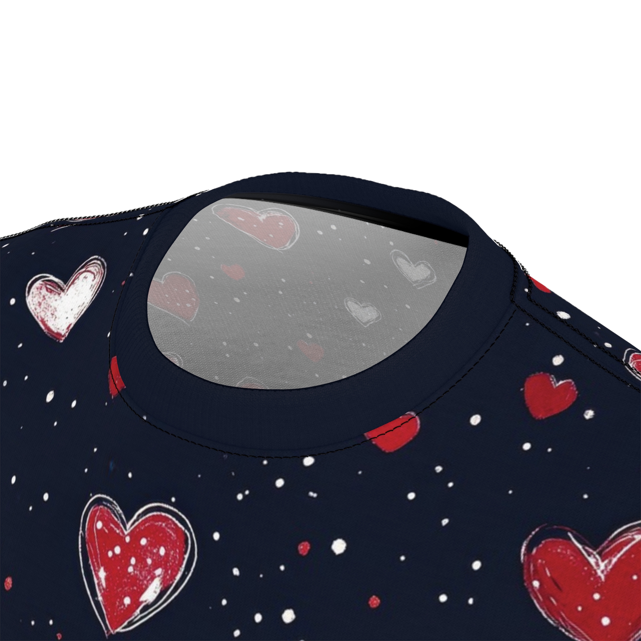 All-Over Heart Pattern Tee — Navy Valentine AOP Shirt - Image 5