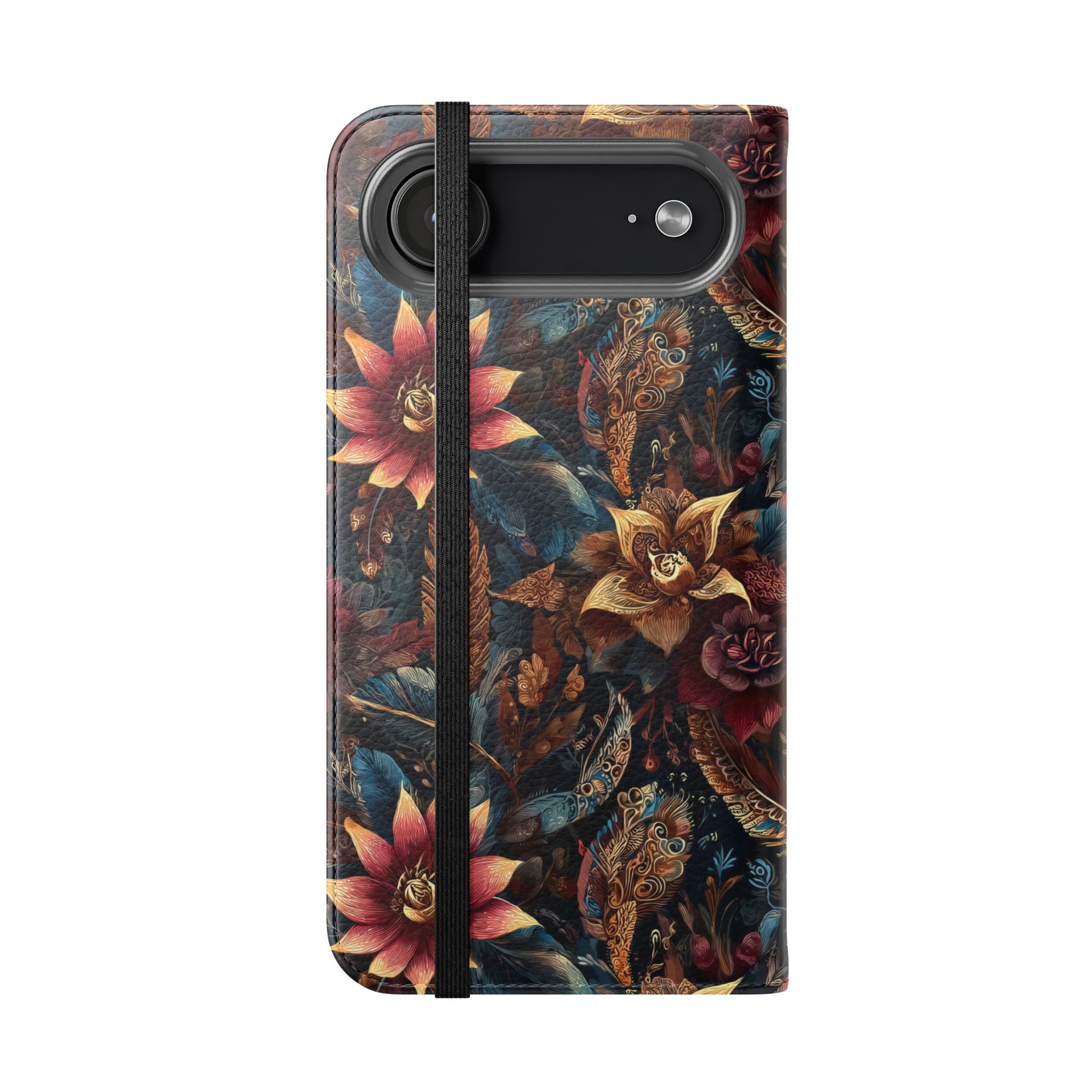 Floral Vintage Flip Phone Case — Dark Botanical Wallet Cover - Image 43