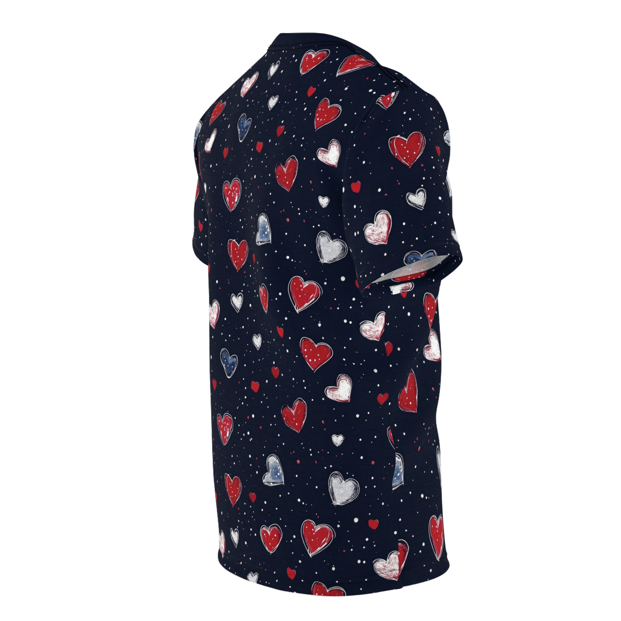 All-Over Heart Pattern Tee — Navy Valentine AOP Shirt - Image 4