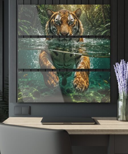 Tiger Underwater Triptych Acrylic Wall Art
