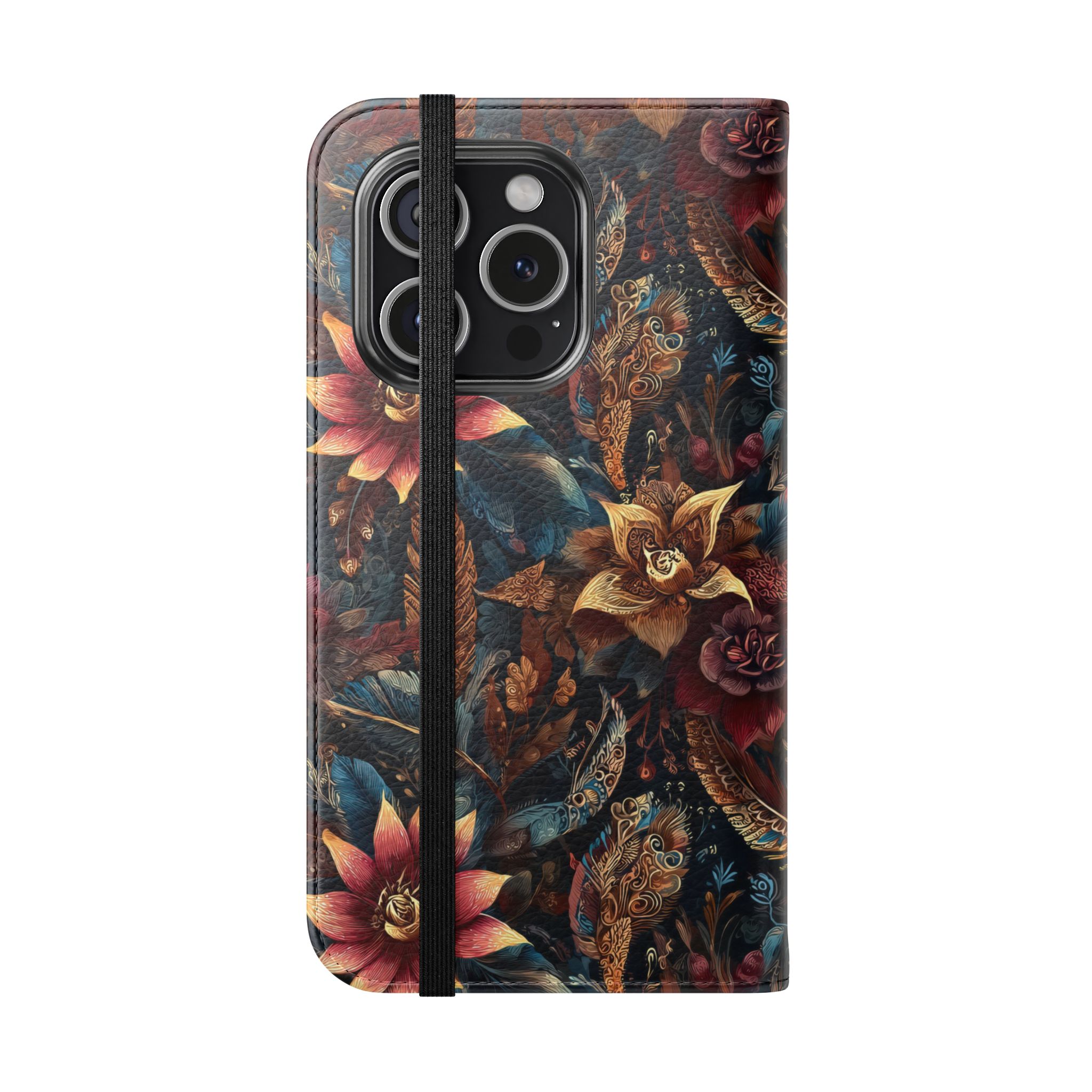 Floral Vintage Flip Phone Case — Dark Botanical Wallet Cover - Image 27