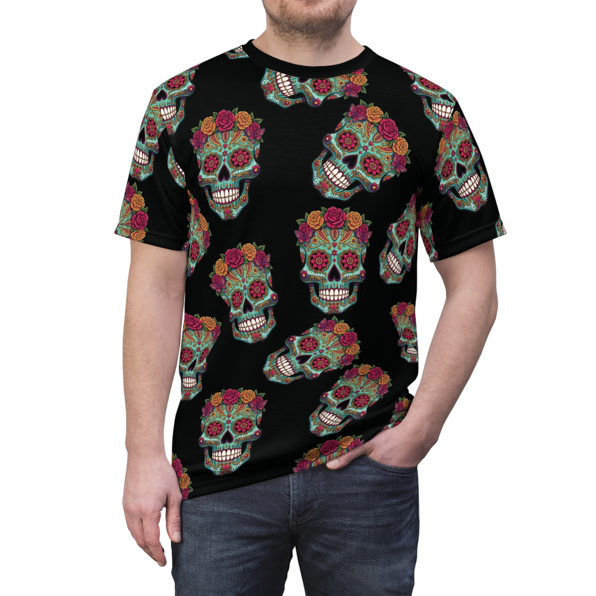 Day of the Dead Floral Sugar Skull Tee