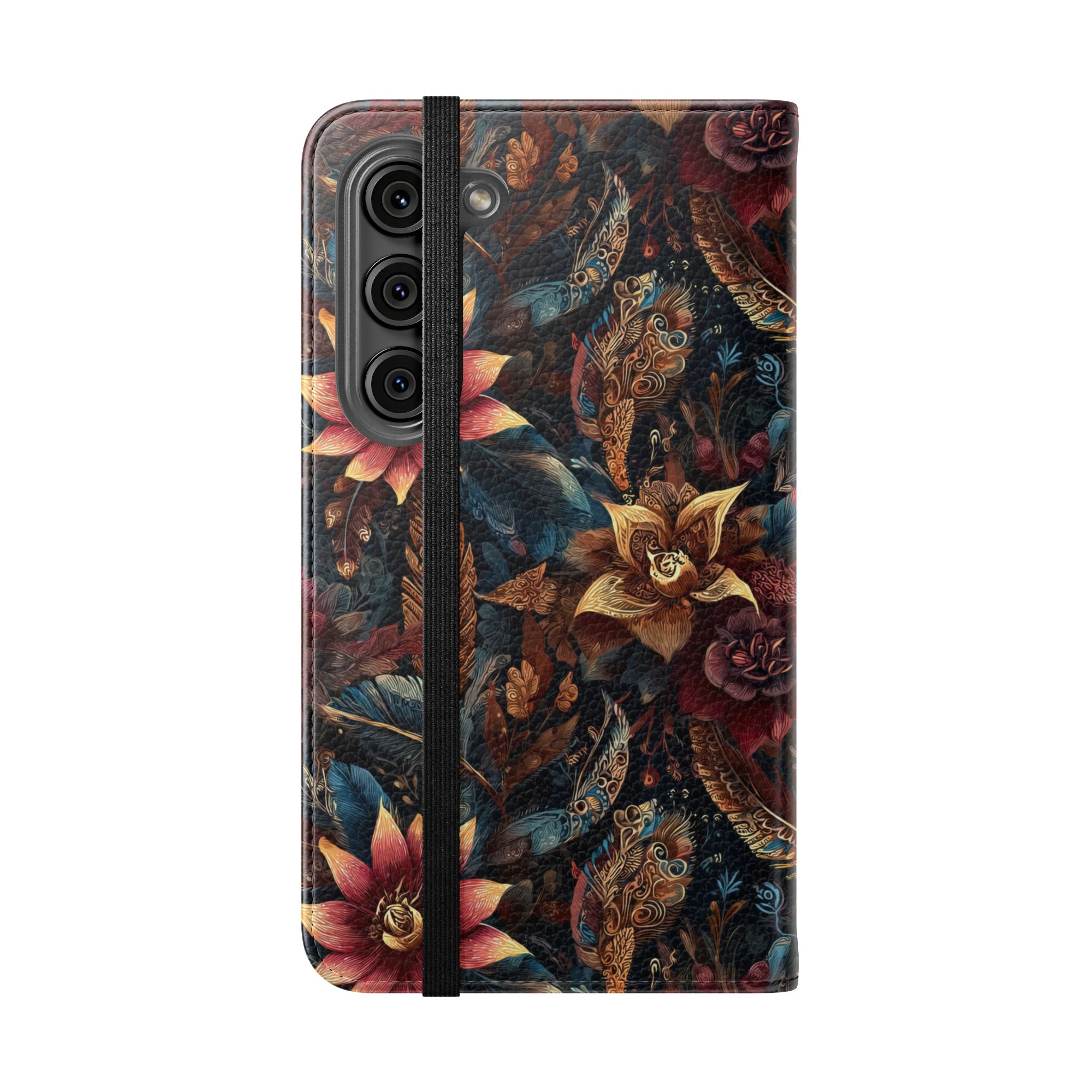 Floral Vintage Flip Phone Case — Dark Botanical Wallet Cover - Image 34