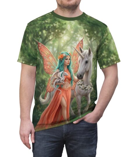Fairy and Unicorn T-Shirt — Enchanted Forest All-Over Print Tee
