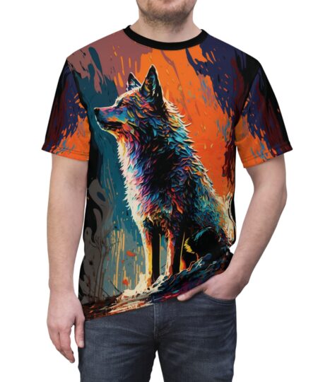 Colorful Wolf All-Over Print Tee — Vibrant Wildlife Graphic Shirt