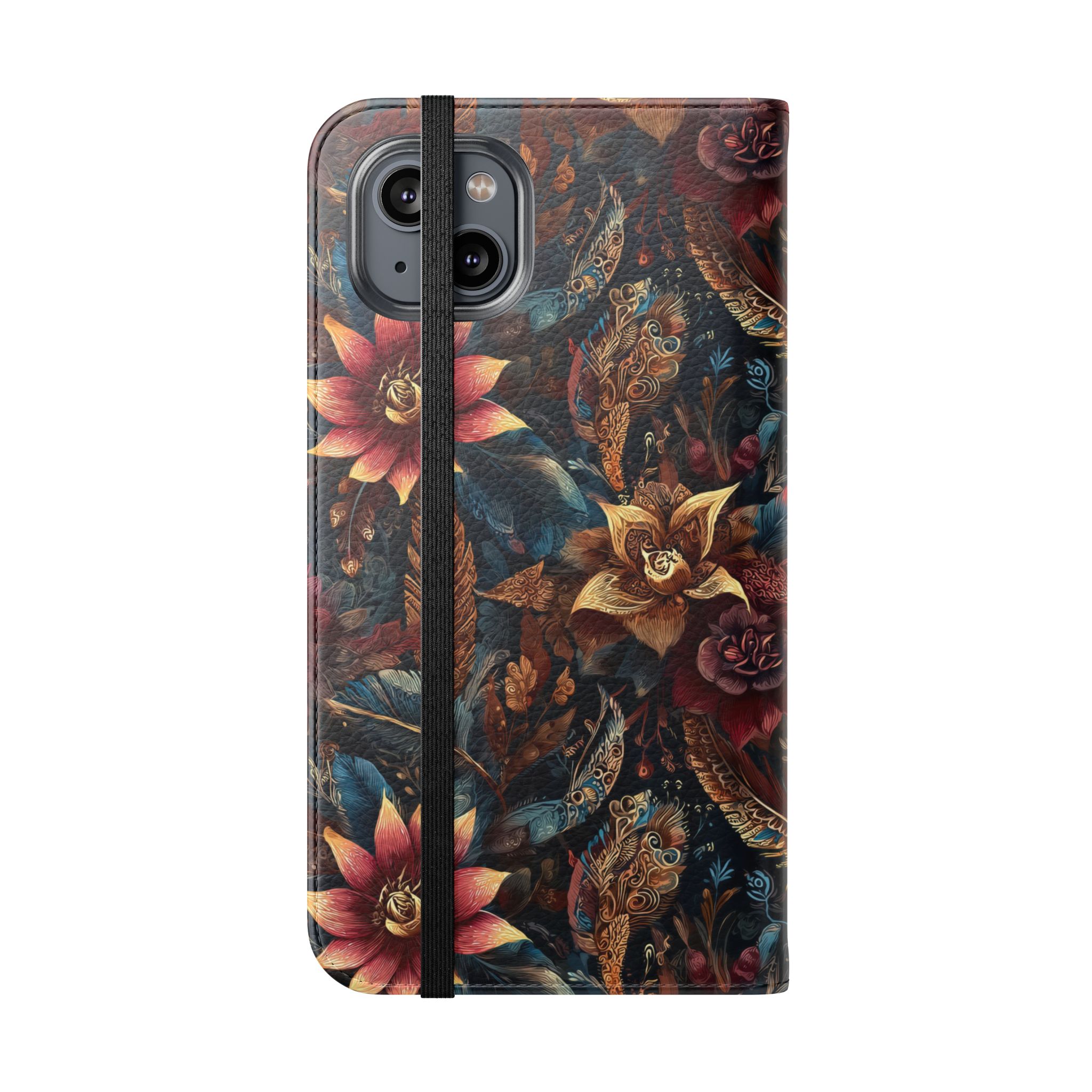Floral Vintage Flip Phone Case — Dark Botanical Wallet Cover - Image 32