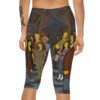 Sleek Capri Leggings - Animated Yellow Cartoon Characters All Over Print – breathable activewear capri leggings - Detail View 3