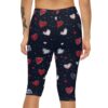 Sleek Capri Leggings - Navy Red / White Heart Print – breathable activewear capri leggings - Detail View 3