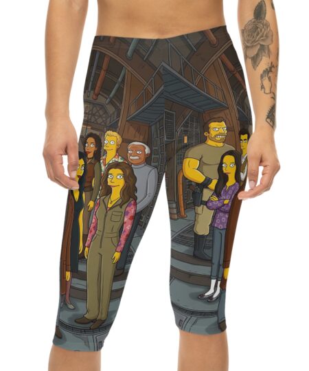 Capri Leggings — Animated Yellow Cartoon Characters All-Over Print