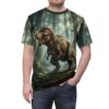 Comfortable Dinosaur T-Shirt — Realistic Forest T. rex All-Over Print – breathable cotton all-over design