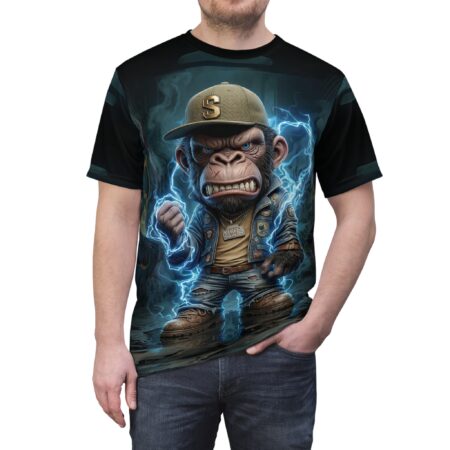 Vibrant Electric Gorilla Graphic Tee — Streetwear All-Over Print Ape - Monkey T-Shirt – eye-catching full print casual top