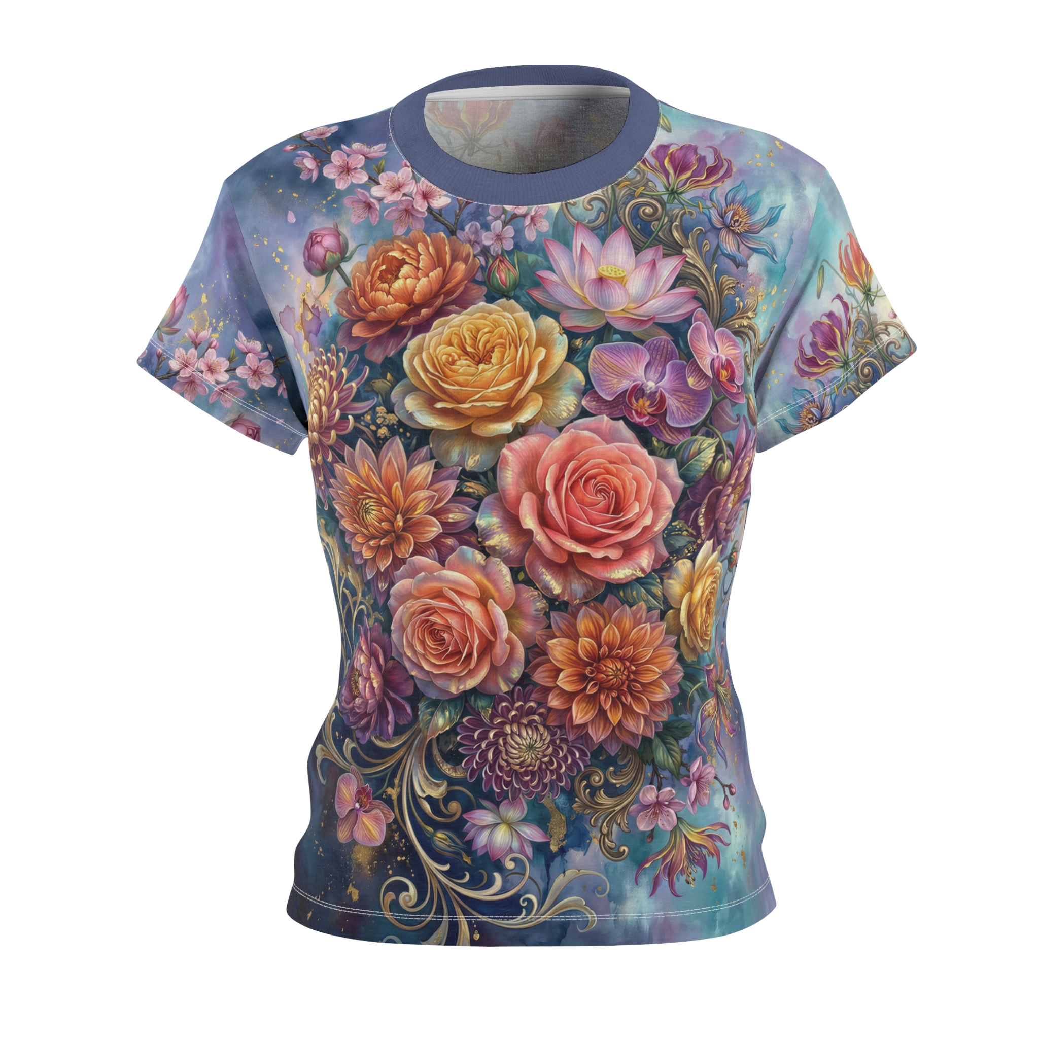 Floral Bouquet All-Over Print Women's Tee — Vintage Garden Roses