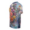 Richly colored roses, orchids, and lilies bloom across this all over print t-shirt with gold accents.