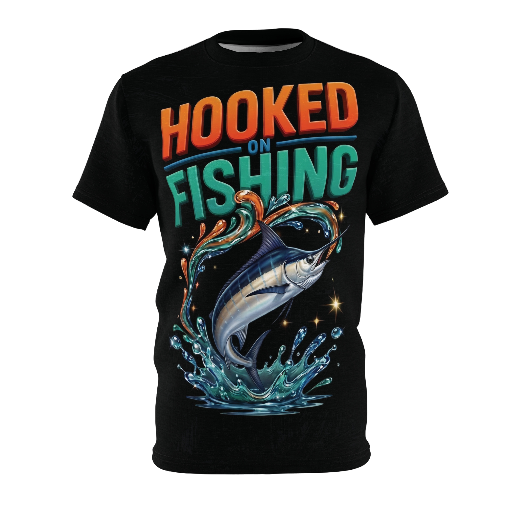 Vibrant marlin graphics splash across this t-shirt with a 360-degree graphic that covers the entire surface from front to back for anglers.