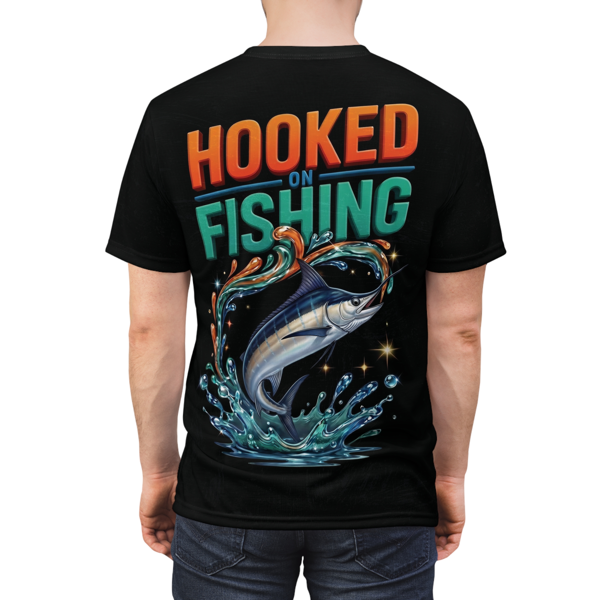 Vibrant marlin graphics splash across this t-shirt with a 360-degree graphic that covers the entire surface from collar to hem for dedicated anglers.