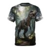 Comfortable T-Rex Forest All-Over Print Tee — Realistic Dinosaur Graphic T-Shirt – breathable cotton all-over design