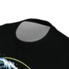 Blue and white crashing waves and a yellow arc cover this seamless pattern tee, with a retro bass fish graphic.
